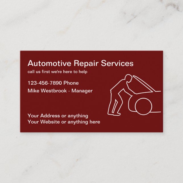 Your Automotive Towing And Repair Service Business Card (Front)