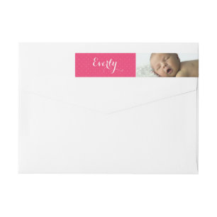 Your Baby Girl Photo Pink Return Address Wrap Around Label