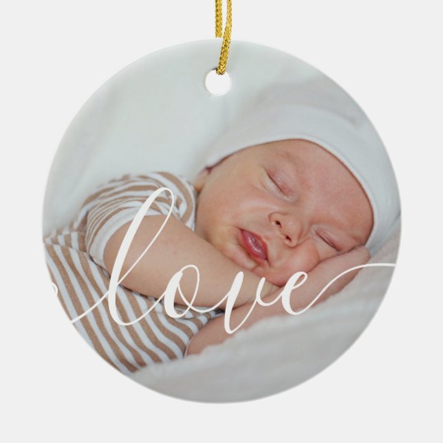 Your Baby Girl Photos Pink Announcement Ceramic Ornament (Front)