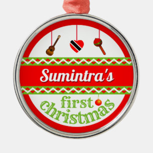 Your Baby's 1st (Trini) Christmas Metal Ornament
