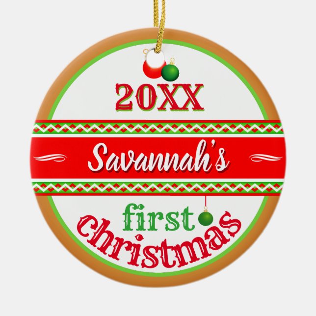 Your Baby's (Name) 1st First Christmas Ceramic Ornament (Front)