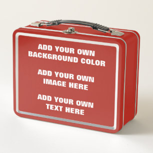 Your background colour, your image, your own text metal lunch box