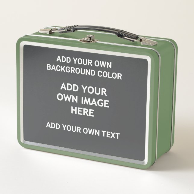 Your background colour, your image, your own text metal lunch box (Front)