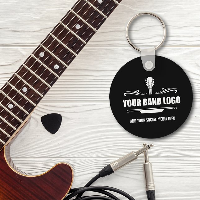 Your Band Logo - Choose Your Background Colour Keychain (Customize to change background color or add more text to back.)