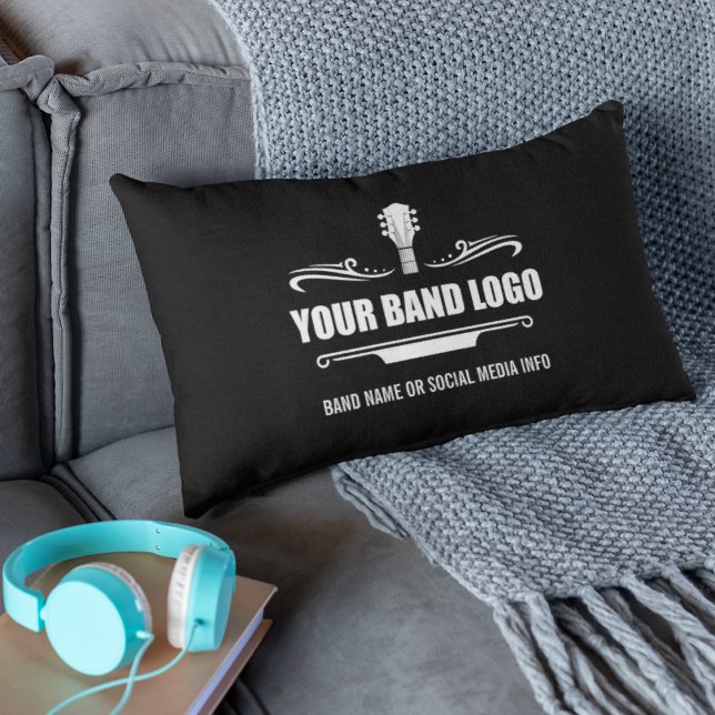 Your Band Logo - Choose Your Background Colour Lumbar Pillow (Customize to change background color or add more text.)