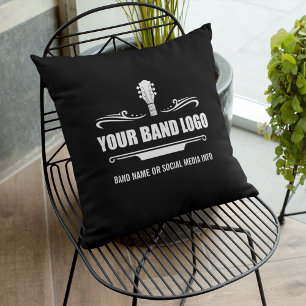 Your Band Logo - Choose Your Background Colour Throw Pillow
