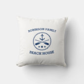 Your Beach House Family Name Anchor Oars Stars Throw Pillow (Front)