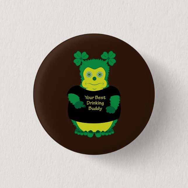 Your best drinking buddy Irish funny cartoon pin (Front)