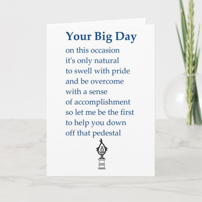 Your Big Day - a funny congratulations poem Card (Front)