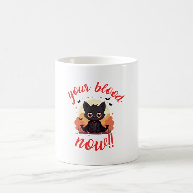 YOUR BLOOD NOW!! - Vampire kitten Coffee Mug (Center)