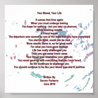 Your Blood, Your Life 15cm x 15cm Value Poster