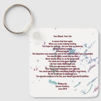 Your Blood, Your Life Square Aluminum Keychain