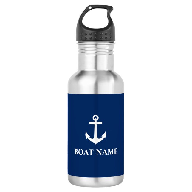 Your Boat Name Anchor Blue 532 Ml Water Bottle (Front)