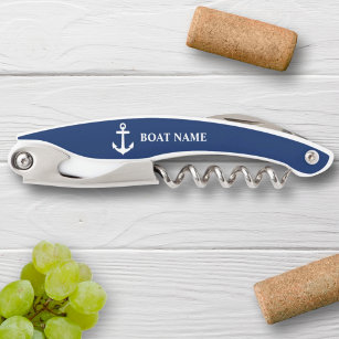 Your Boat Name Anchor Blue Corkscrew
