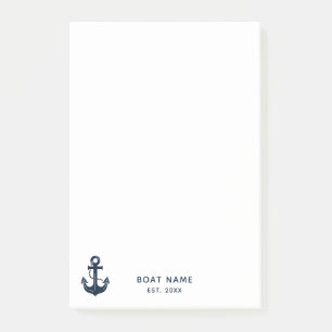 Your Boat Name Anchor Blue Post-it Notes