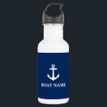 Your Boat Name Anchor Blue White 532 Ml Water Bottle<br><div class="desc">Your Boat Name Anchor Blue White Water Bottle</div>