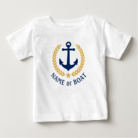 Your Boat Name Anchor Gold Laurel Leaves Star