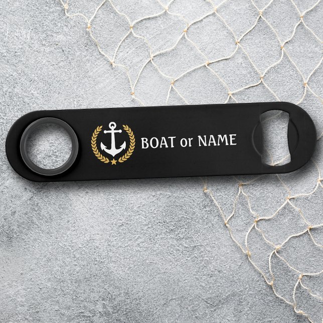 Your Boat Name Anchor Gold Style Laurel Black Bar Key (Creator Uploaded)