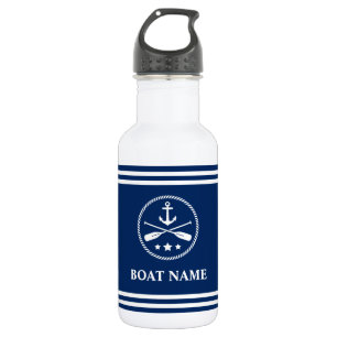 Your Boat Name Anchor & Oars Striped 532 Ml Water Bottle