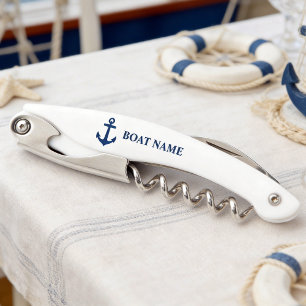 Your Boat Name Anchor on White Corkscrew