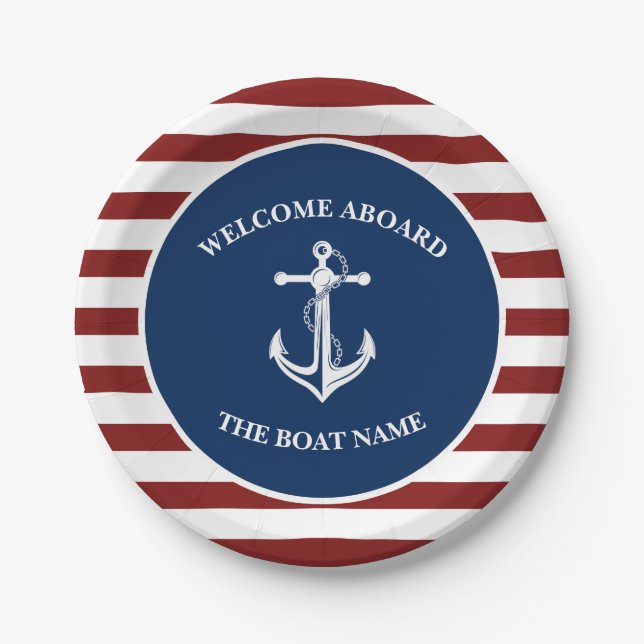 Your Boat Name Anchor Paper Plate (Front)