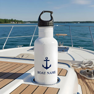 Your Boat Name Blue Anchor White 532 Ml Water Bottle