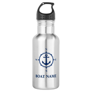 Your Boat Name Blue Compass Anchor 532 Ml Water Bottle