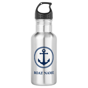 Your Boat Name Blue Sea Anchor 532 Ml Water Bottle
