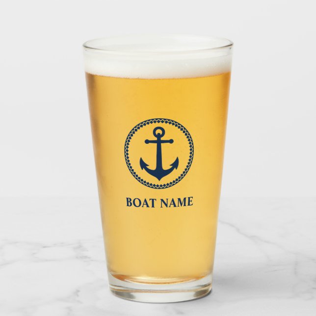 Your Boat Name Blue Sea Anchor sa0a Glass (Front Filled)