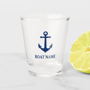 Your Boat Name Blue Sea Ball Anchor Shot Glass
