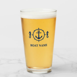 Your Boat Name Blue Seahorse Anchor sh0b Glass