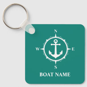 Your Boat Name Compass Anchor ca0a Keychain