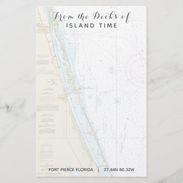 Your Boat Name From the Decks of Fort Pierce FL Stationery (Front)