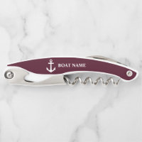 Your Boat Name Nautical Anchor Burgundy and White