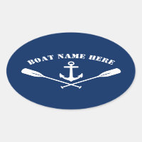 Your Boat Name Nautical Anchor & Oars Classic Navy