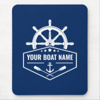 Your Boat Name Nautical Anchor Oars Helm Navy