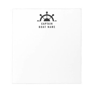 Your Boat Name Nautical Ships Wheel Helm Notepad