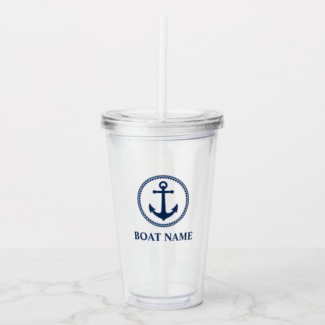 Your Boat Name Sea Anchor Acrylic Tumbler (Front)