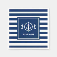Your Boat Name Seahorse Anchor Blue Stripes