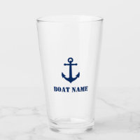 Your Boat Name Vintage Nautical Anchor Navy Blue
