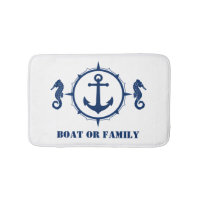 Your Boat or Family Name Seahorse Anchor White