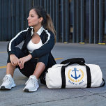 Your Boat or Name Anchor Gold Laurel Leaves Star Duffle Bag<br><div class="desc">A nautical themed travel or gym duffel bag with your personalized name or boat name. This regal design features a boat anchor in rich blue highlighted with gold coloured laurel leaves and a gold star. The bag colour is a white or you can easily edit the design to any desired...</div>