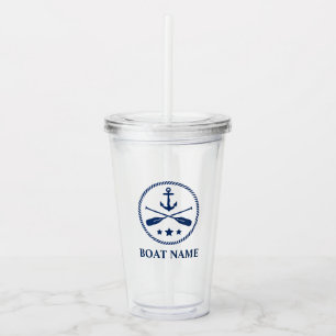 Your Boat or Name Anchor & Oars - Paddles Sippy Acrylic Tumbler