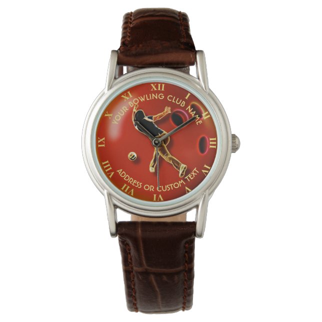 Your Bowling Club Name Owner Psychedelic Design Watch (Front)