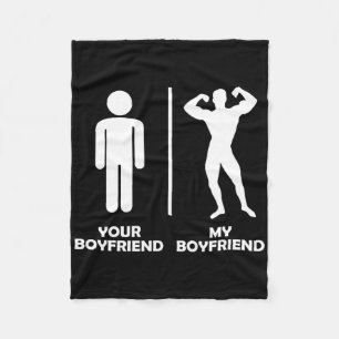 Your Boyfriend Vs My Funny Bodybuilding Gym Design Fleece Blanket