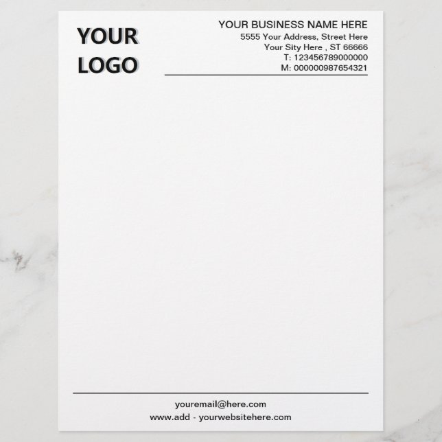 Your Branded Custom Business Letterhead Example (Front)