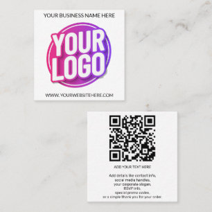 Your Business Company Team Logo and QR Code & Text Square Business Card