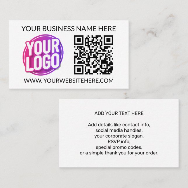 Your Business Company Team Logo & QR Code & Text Business Card (Front/Back)