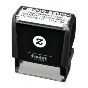 Your Business Horizontal Line Logo Address Modern Self-inking Stamp