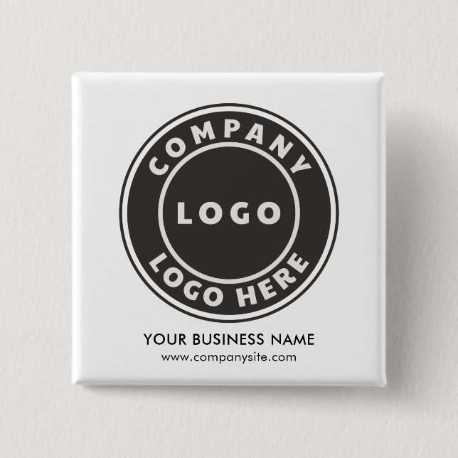 Your Business Logo and Company Website Custom 2 Inch Square Button (Front)
